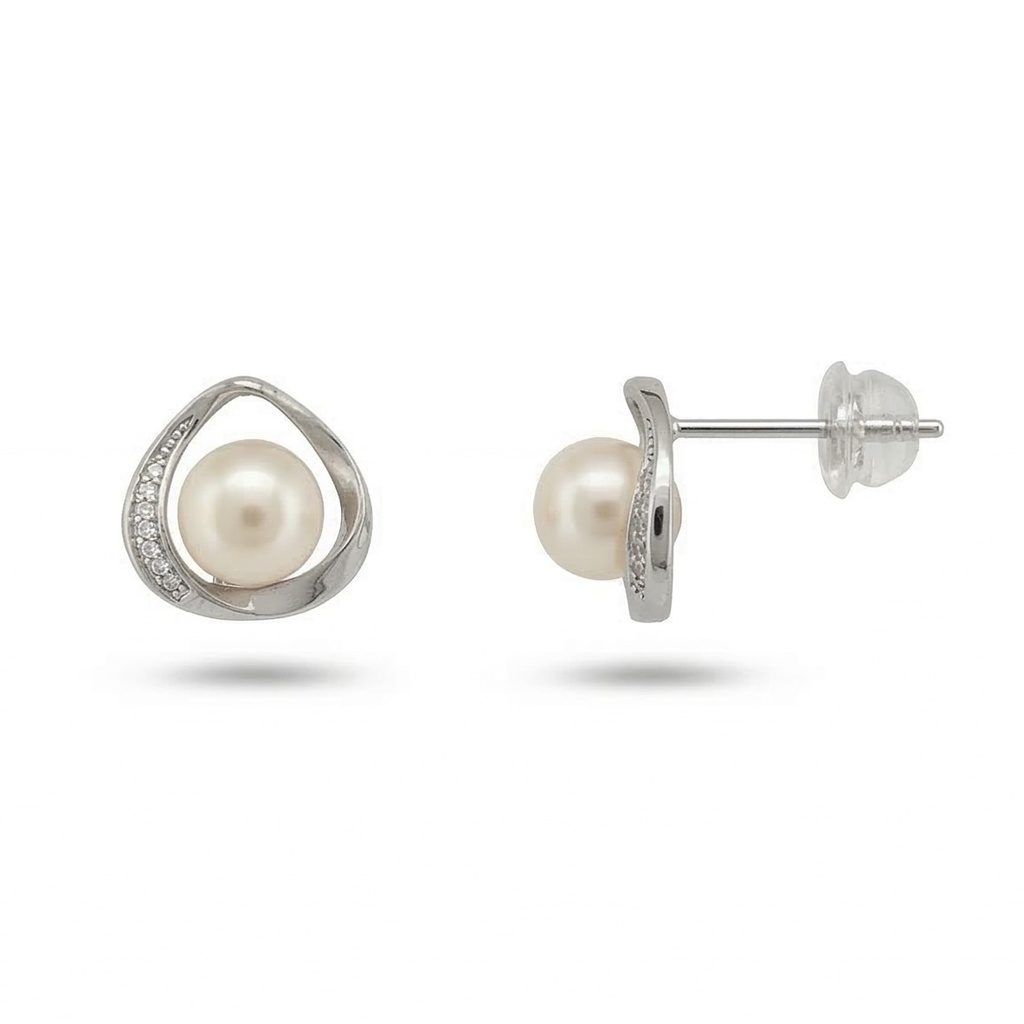 Celeste pendientes corona perla