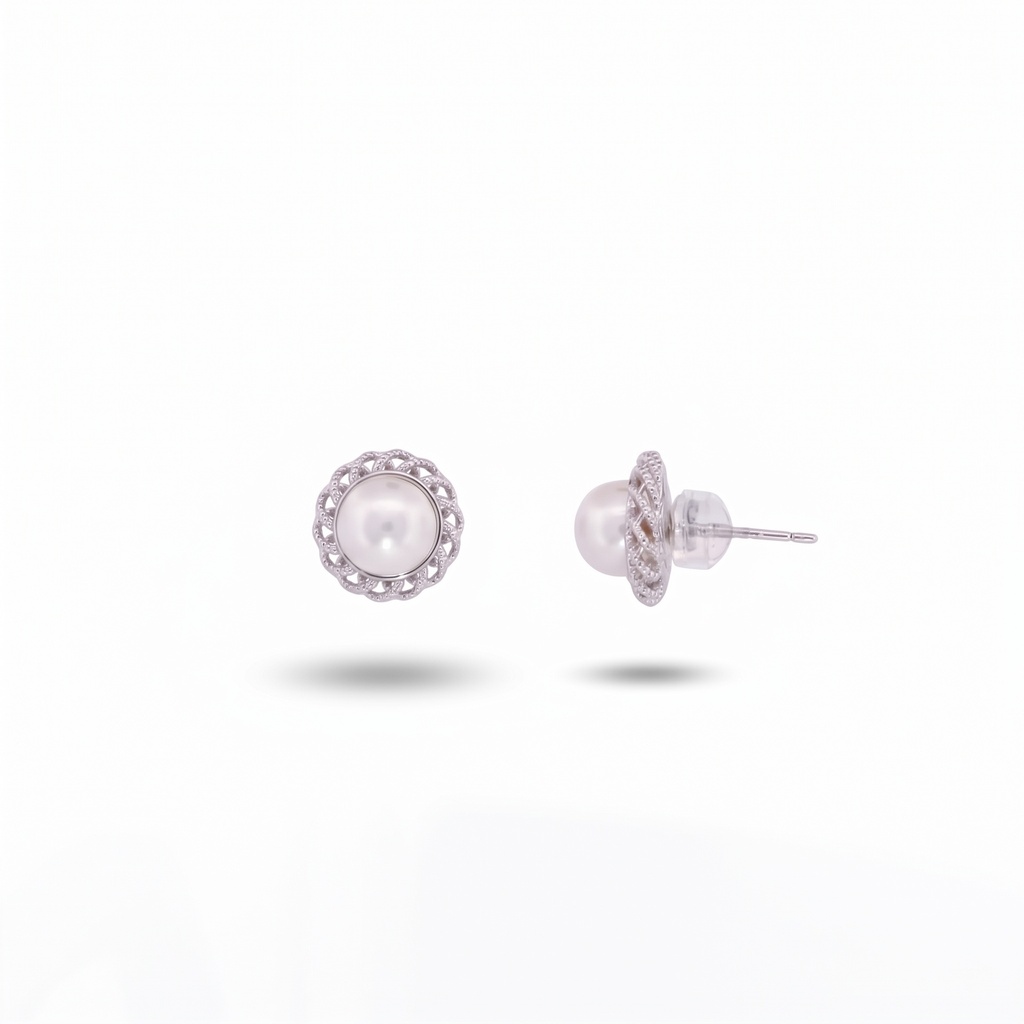 Celeste pendientes flor perla