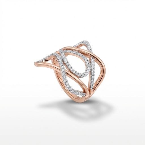 [10746] Lyric anillo ondas rosa plata (10)
