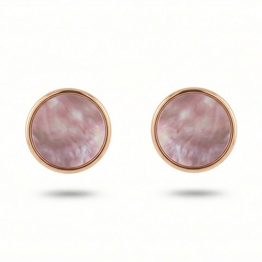 [10069] Bliss pendientes Luna (Acero baño de oro rosa, Rosa)