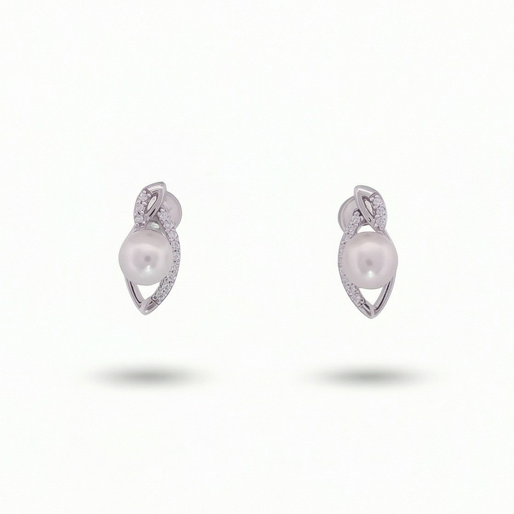 Celeste pendientes hoja perla