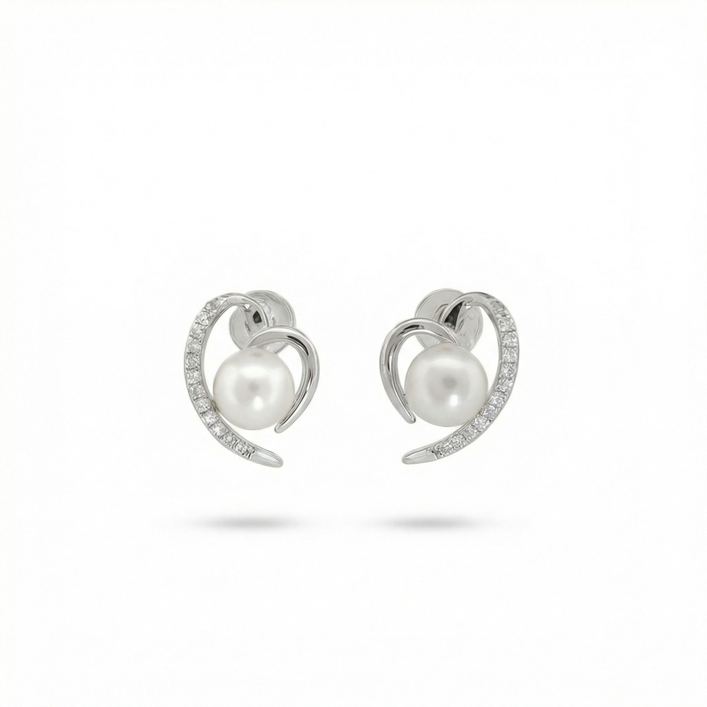 Celeste pendientes corazón perla