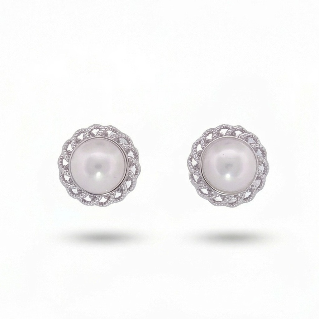 Celeste pendientes flor perla