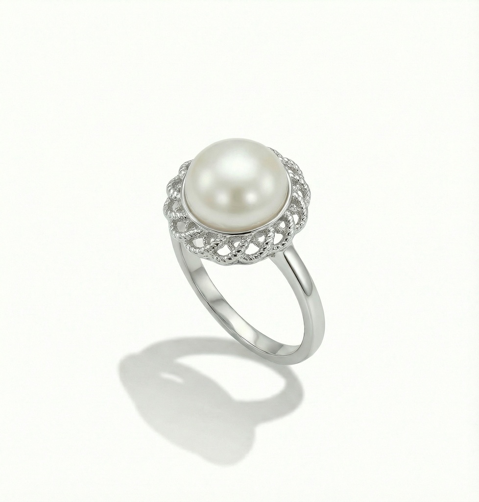 Celeste anillo flor perla