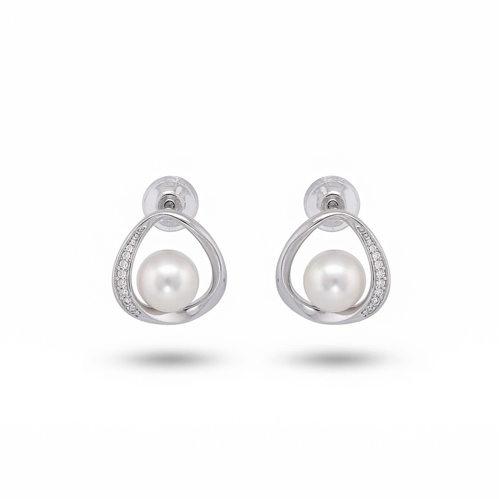 Celeste pendientes corona perla