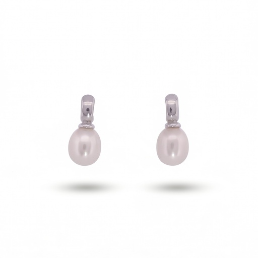 [10496] Celeste pendiente simple perla (7.5 mm)