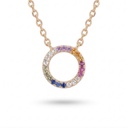 Shimmer colgante aro circonia multicolor dorado