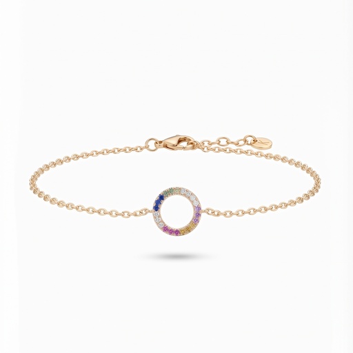 [10666] Shimmer pulsera aro circonia multicolor dorado