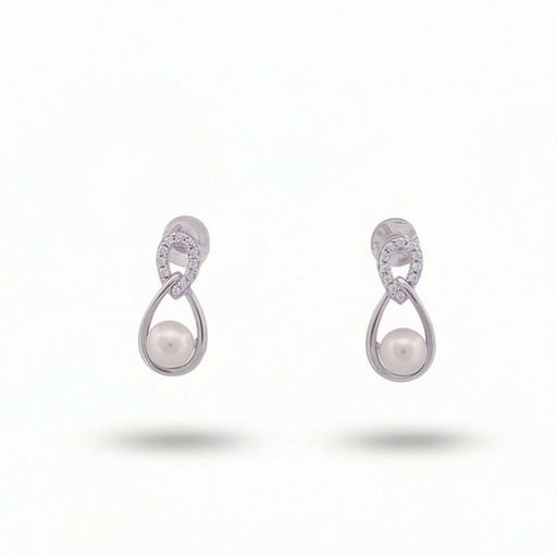 [10304] Celeste pendientes 8 perla