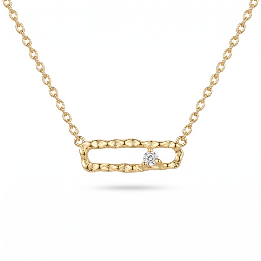[10337] Willow collar rectángulo labrado dorado