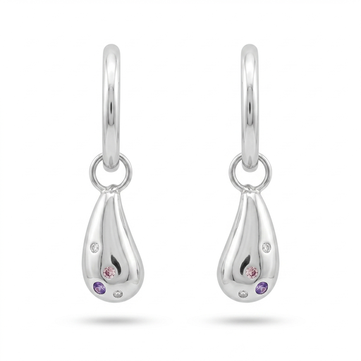 [10424] Praga pendientes argolla gota circonia color