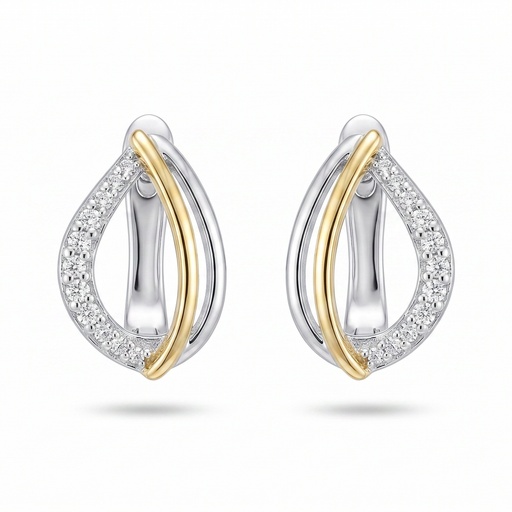 [10447] Lyric pendientes ojo dorado plata circonia