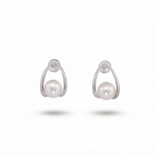 [10477] Celeste pendientes pinza perla