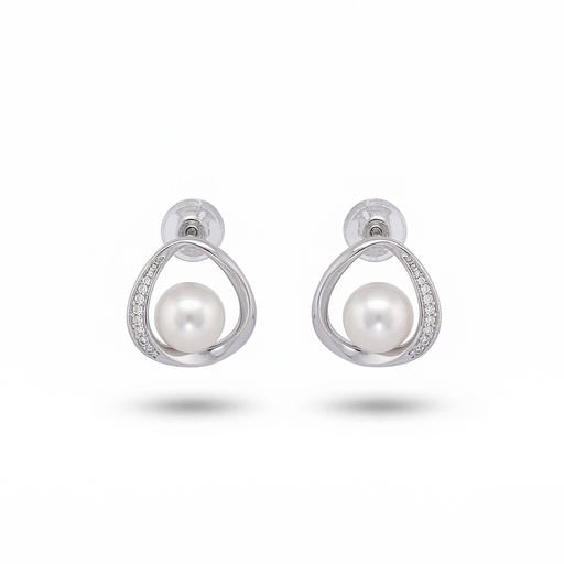[10486] Celeste pendientes corona perla
