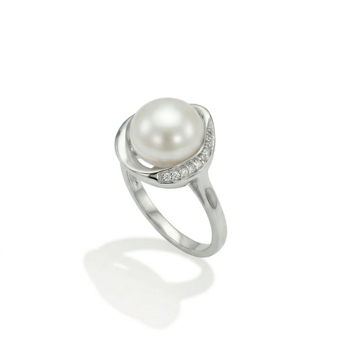 Celeste anillo corona perla
