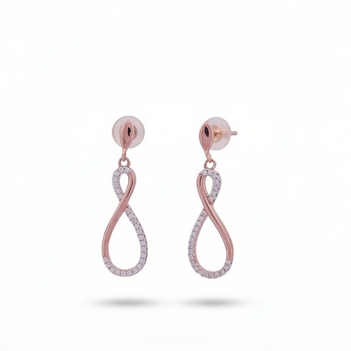 [10614] Lyric pendientes ondas rosa plata