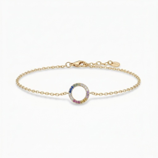 [10666] Shimmer pulsera aro circonia multicolor dorado