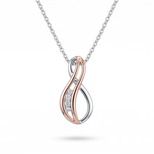[10385] Lyric colgante infinito rosa plata con cadena