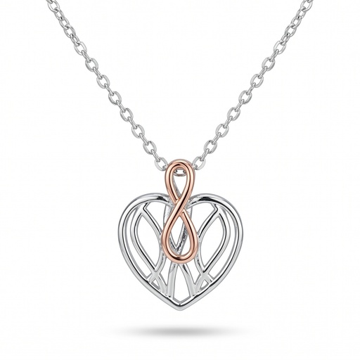 [10409] Lyric colgante corazón infinito rosa plata con cadena