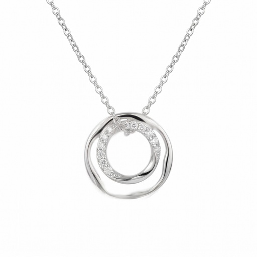 [10429] Dream colgante circulos labrados circonia con cadena
