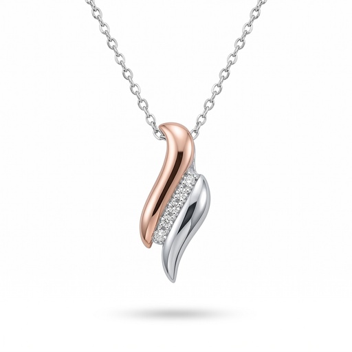 [10436] Lyric colgante silueta rosa plata con cadena